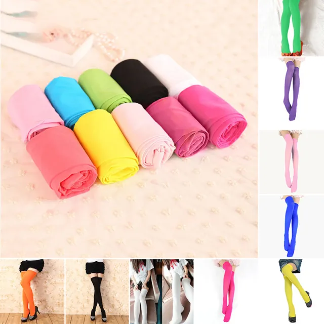 Womens Solid Color Extra Long Boot Socks Over-Knee Thigh High School Stockings