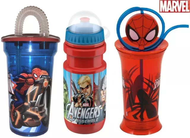 Avengers Drinking Bottle Pop Up Plastic School Water Drinks Kids Childs Lunch