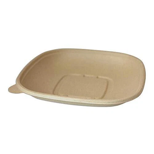 World Centric BQ-SC-24 100% Compostable Unbleached Plant Fiber Square Bowls 2...
