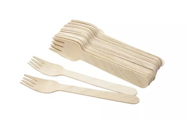 (500pcs) Wooden Forks 16cm Disposable Wood Eco-Friendly Recycle Party Cutleries