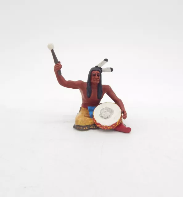 Elastolin Indianer mit Trommel sitzend 6836 - 7 cm