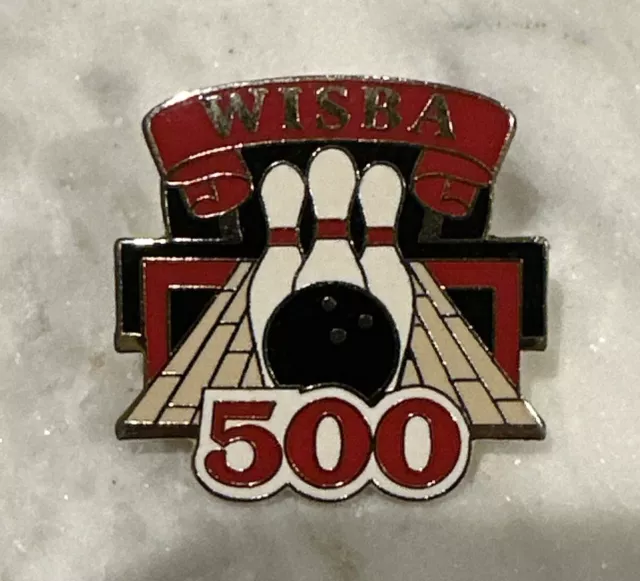 WISBA Bowling 500 Red/Tan/Black Lapel Pin Vintage