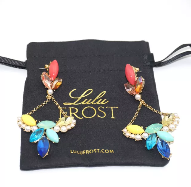 Lulu Frost Faux Pearl & Crystal Chandelier Earrings with dust bag