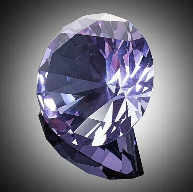 Round Crystal Diamond Paperweight Decor Light Purple  (4'' / 100 mm)