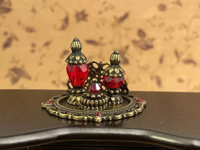 Dollhouse Miniature 1:12 Antique Bronze Color Perfume Lot Accessories Dresser