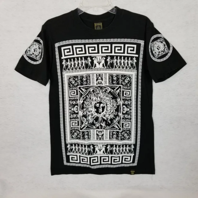 LAST KINGS Men's Egyptian Graphics T-Shirt Black White Short Sleeve Medium