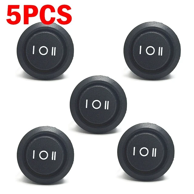 5er-Pack Ein/Aus/Ein schwarze Wippschalter für Auto KFZ 20 mm SPDT 2-Wege Armat