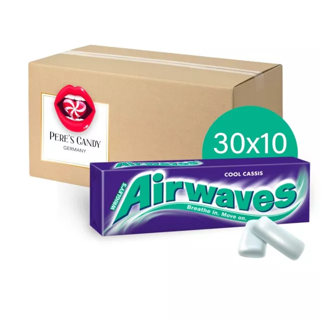 Cool Cassis Airwaves Kaugummi • Zuckerfrei • 30 Packungen (30 x 10 Dragees)