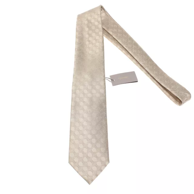Tom Ford NWT Neck Tie in Beige with Tonal Polka Dots 100% Silk Made in Italy
