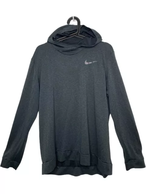 NIKE MENS LARGE Breathe Hyper Dry Hoodie Grey Long Sleeve Pullover Dri Fit 22.00 PicClick