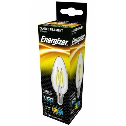 Energizer 4W = 40W LED Candle Filament Light Bulb Small Edison Screw SES E14