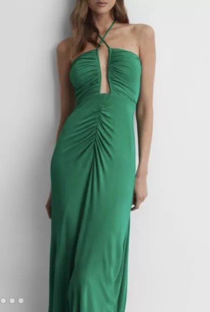 Reiss Lana Plunge Halter Neck Maxi Dress Size 10