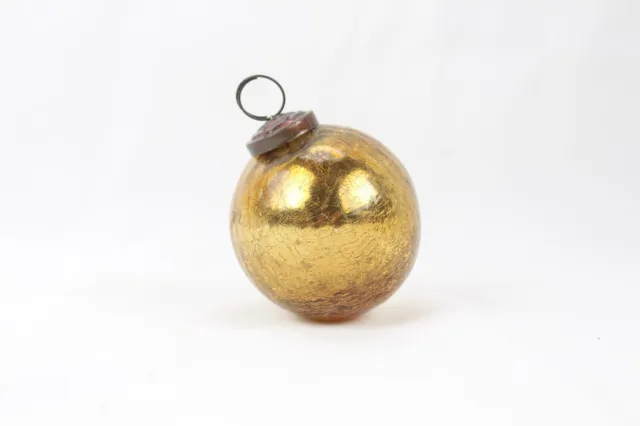 Antique German Gold Mercury Crackle Glass Kugel Ball - Christmas Ornament Class