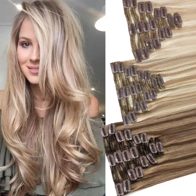 Extra Thick Double Weft Clip In Hair Extensions Remy Human Hair Extensions Ombre