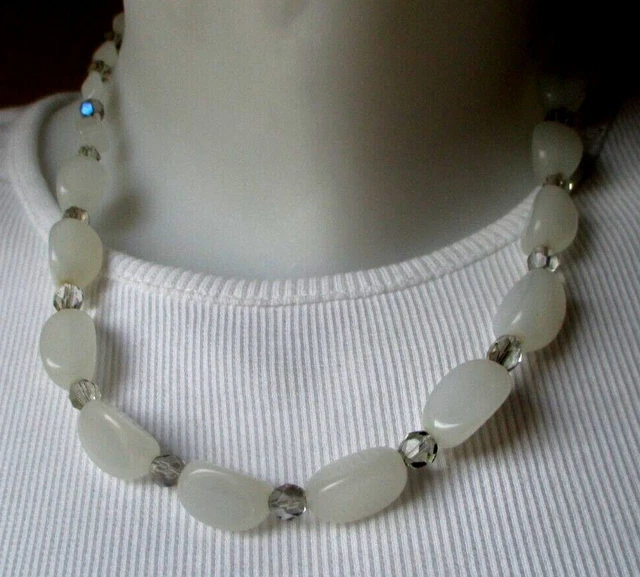 Collier Vintage Perles De Bois Et Plaque De Nacre Dorée - Bijou Ancien - Réf 758 - Occasion Très Bon état
