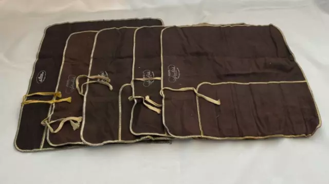 Assortment of 5 Pacific Silvercloth Flatware Place Setting Brown Storage Bags
