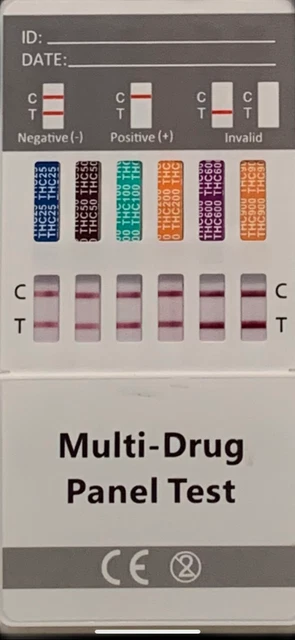 Pruebas de drogas de THC, 25/50/100/200/600/900 ng/ml (6 pruebas de tarjeta de inmersión de panel), 5 pruebas