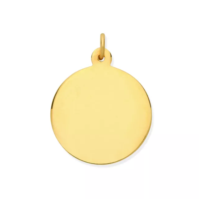 9ct Gold 18mm Plain Engravable Round Disc Dog Tag Pendant