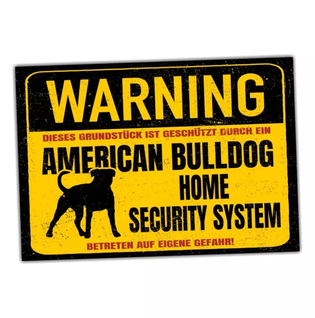 American Bulldog USA Dog Schild Warning Security System Türschild Hundeschild Wa