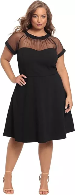 new Maggy London Illusion Yoke Fit and Flare Crepe Cocktail Dress in Black s. 14