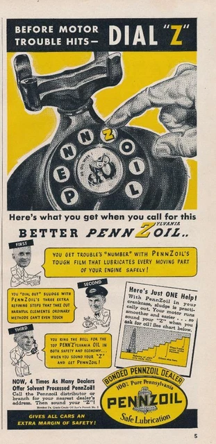 Magazine Ad - 1940 - Pennzoil