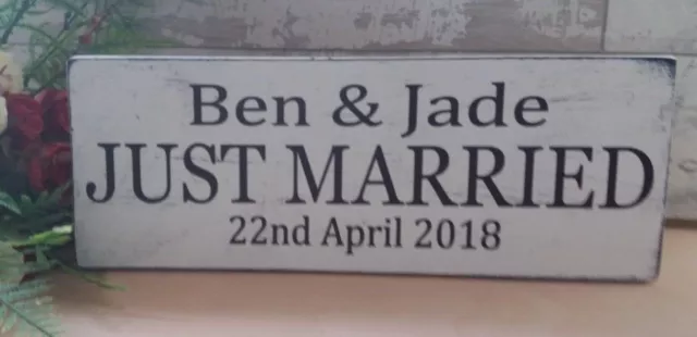 Letrero de boda personalizado RECIÉN CASADO idea de regalo placa rústica en mal estado y elegante