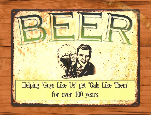 TIN SIGN "Beer Guys" Humor Bar Wall Decor Vintage Comedy Decor Mancave Gift