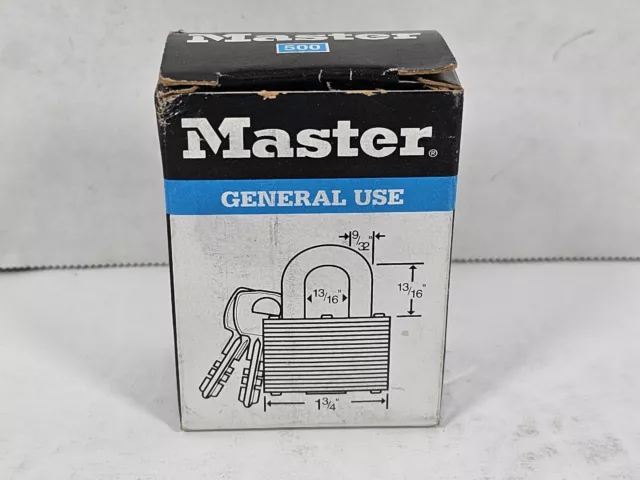 Vintage NOS Master Lock General Use Medium Security Padlock No. 500