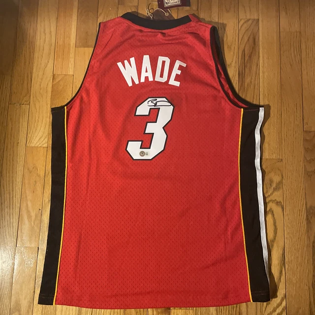 Dwyane Wade Miami Heat Signed Red Mitchell & Ness Authentic Jersey
