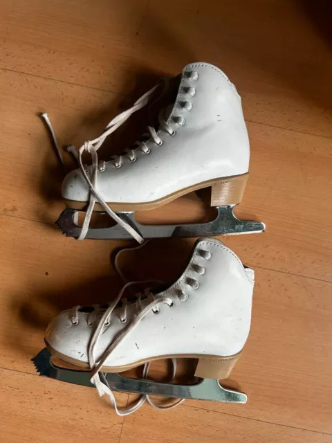 Risport skates eiskunstlauf Schlittschuhe Gr.  33 34  weiss leder kinder mädchen