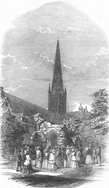 NORFOLK. Prof. Williss Lecture, Norwich Cathedral, antique print, 1847