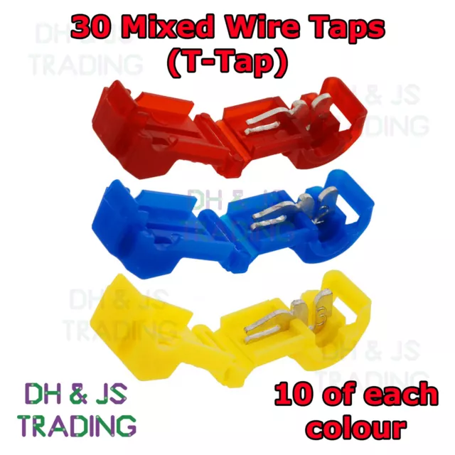 30 Mixed Wire Tap Connectors - T Tap Connector Wire Splice Terminal Terminals