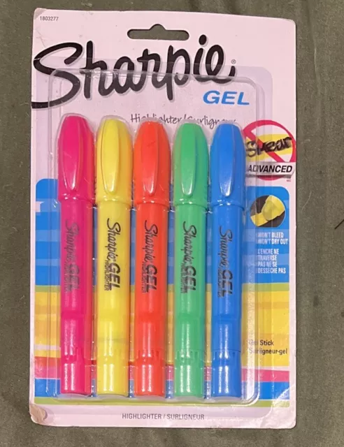 Sharpie 1803277 Gel Highlighter Set, Gel Stick, Non Smearing Pk5