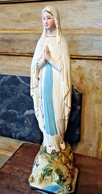 Statue Notre Dame de Lourdes marbre reconstitué 60cm peinte | vente en