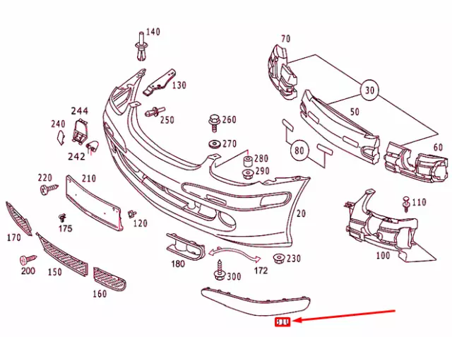 MB SLK R170 Stoßstange vorne links Schutzverkleidung Schiene A17088501219999 NEU ORIGINAL 2