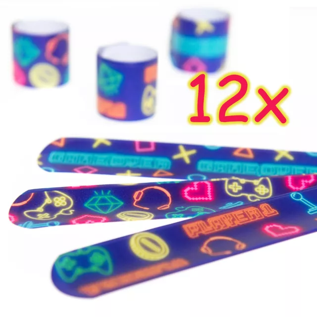 12 KLATSCHARMBÄNDER GAMER - Gaming Kindergeburtstag Kinder Armband Mitgebsel Set