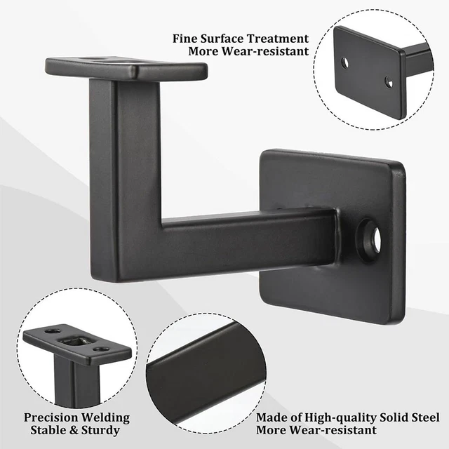 Support De Main Courante Noir – Robuste, Mural, Pour Escalier (acier Inoxydable)