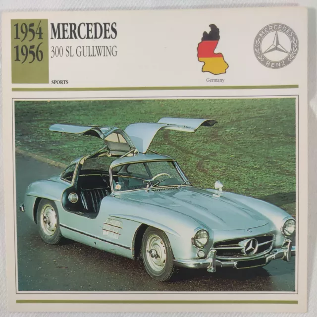 1954-1956 Mercedes -Benz 300 SL GULLWING Sports Car Photo Spec Sheet Info CARD