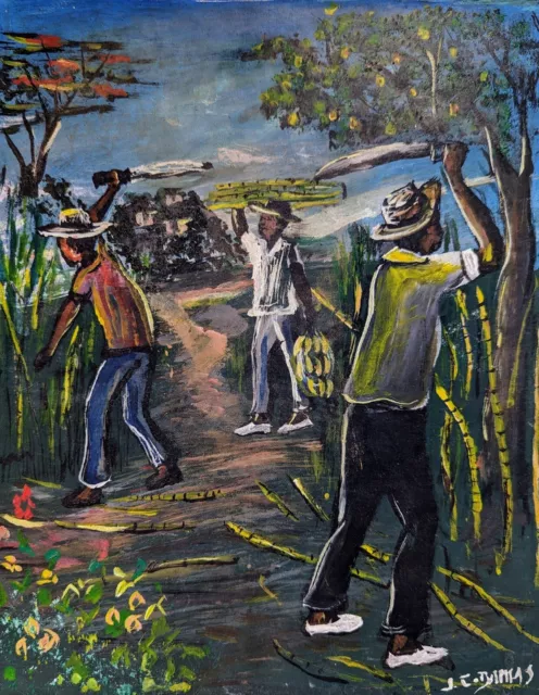 Original Haitian Art Painting Artist Jean Claude Damas "Harvest" 10"X08" Haiti