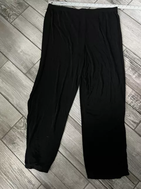 LAURA ASHLEY Pants Size XL Black Acetate Stretch Slinky Elastic Waist Womens