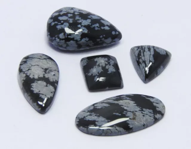 5 Pcs 37.10 Cts Lot Natural Snowflake Loose Gemstone Cabochon Mix Shape Lo-121