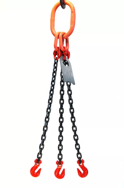 Chain Sling - 9/32" x 5' Triple Leg with Grab Hooks - Grade 80