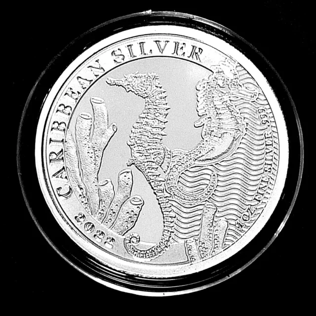 Barbados Seahorse 2022 Silber Münze 1 OZ Caribbean Silver Coin Seepferdchen