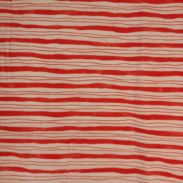 MBT  Red White Striped Crystalline  Christmas Cotton Fabric 45" Wide