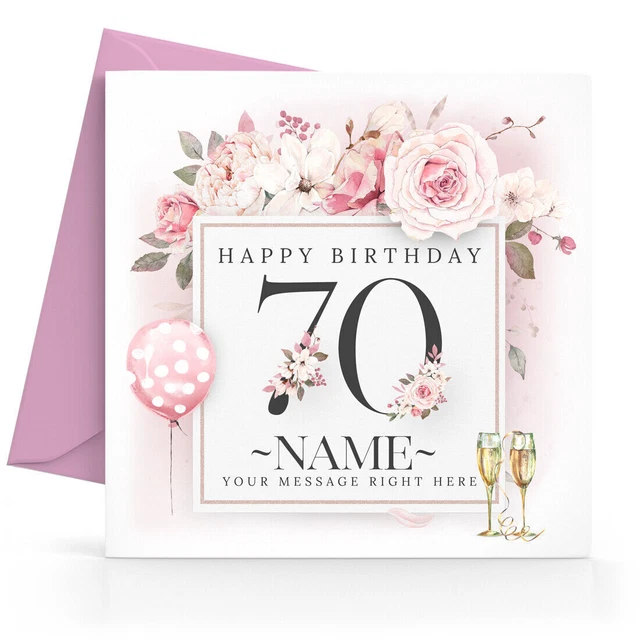 Personalised 70th Birthday Card Female Sister Friend Wife Mum Mother Grandma