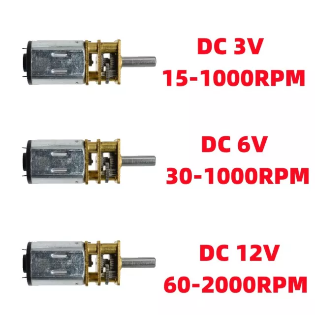 DC 3V/6V/12V GA12-N20 Micro Electric Gear Motor Speed Reduction Metal Gearbox