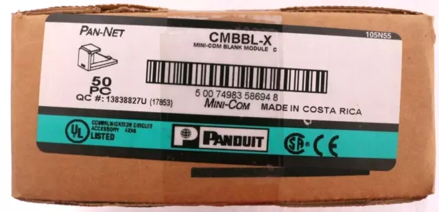 NEW Panduit Pan-Net CMBBL-X Mini-Com 1-Port Blank Module Black Box of 50 2