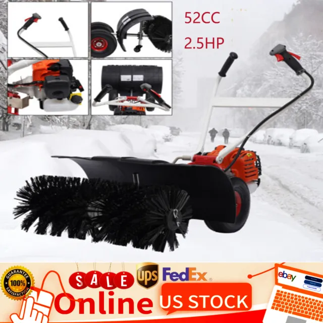 52CC 2.5HP Gas Power Sweeper Broom Driveway Turf Grass Cleaning Sweeping Device
