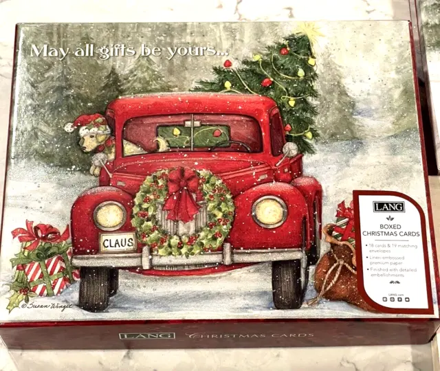 LANG Boxed Christmas Cards "Santa's Truck" by Susan Winget  18 CARDS NEW