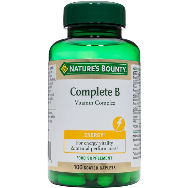 NATURE'S BOUNTY COMPLETE B Vitamin Complex 100 Coated Caplets Free of ...